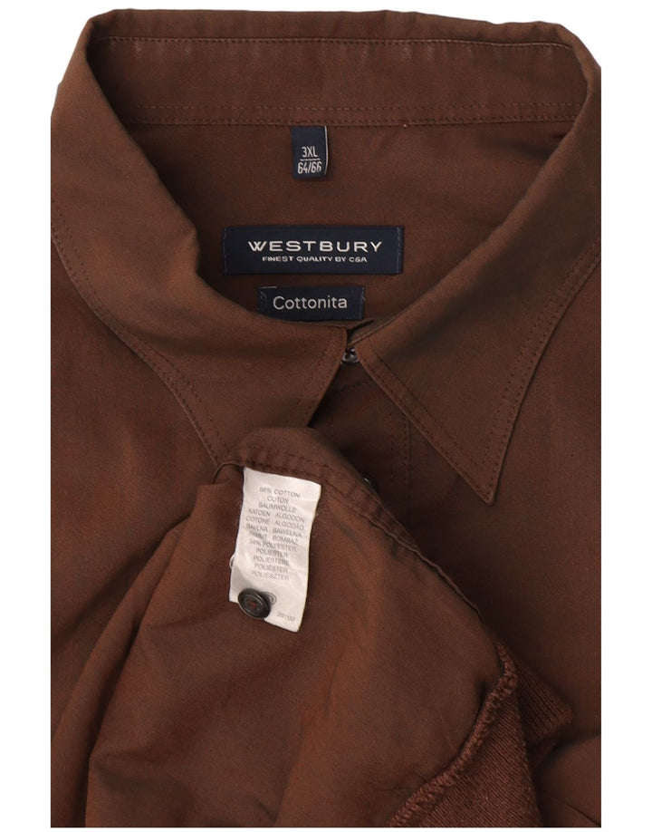 WESTBURY Chemise pull à manches courtes pour homme 3XL en coton marron