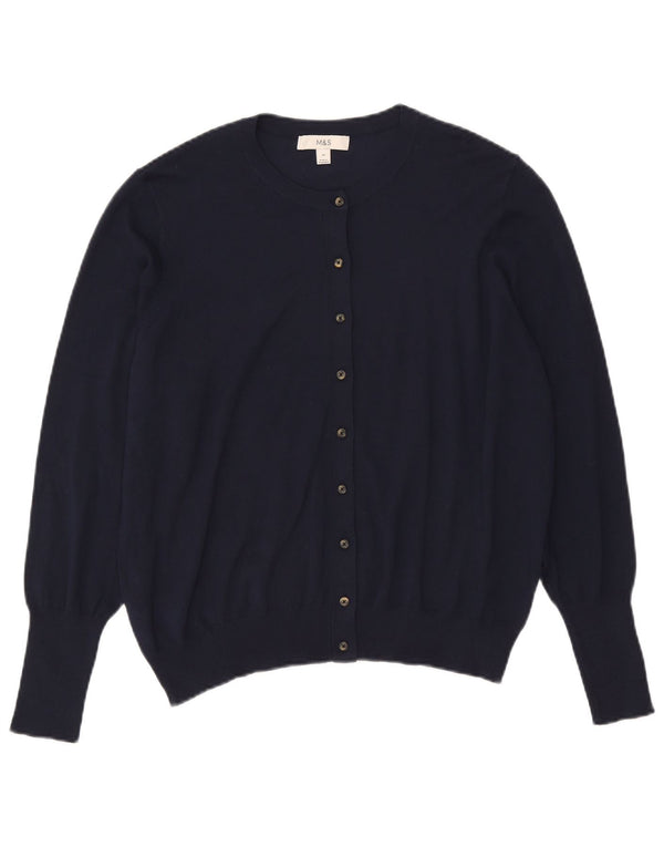 Marks & Spencer Pull Cardigan Femme UK 20 2XL Bleu Marine Viscose