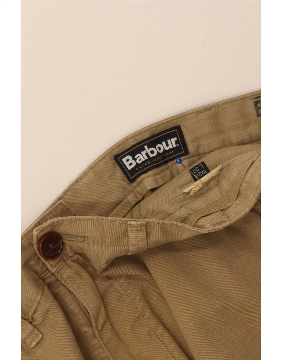 Barbour Pantalon Chino Droit Homme W34 L34 Beige