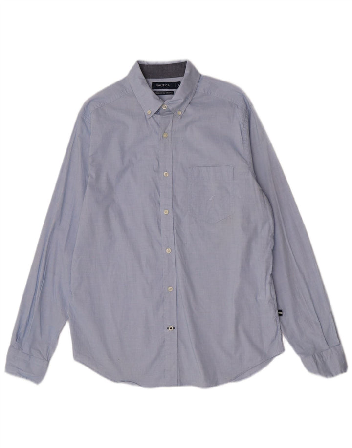 Nautica Chemise Coupe Classique Homme Bleu Moyen Coton