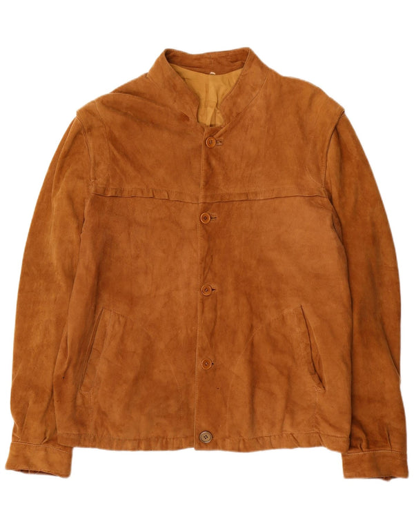 VINTAGE Veste en daim pour homme IT 50 Grand cuir marron