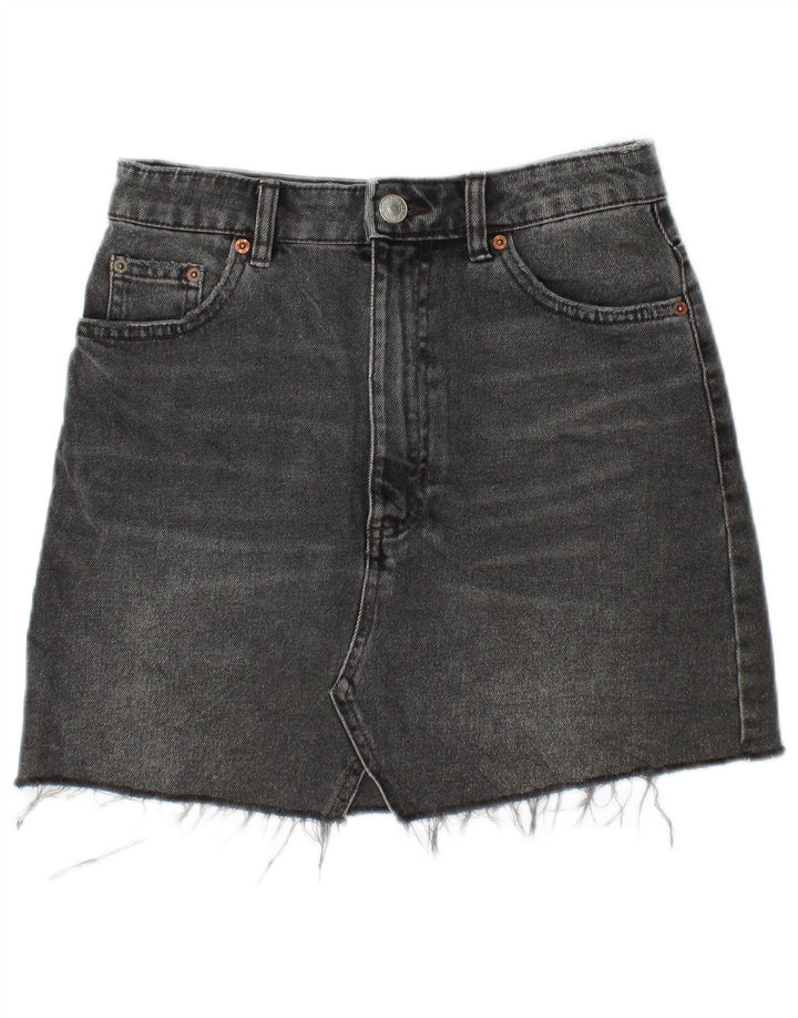 Zara Femme Mini Jupe En Jean Petit W26 Coton Noir