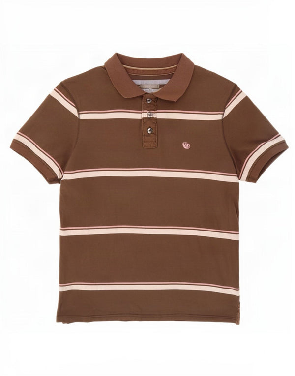 Polo Homme Fat Face Coton Rayé Marron Moyen