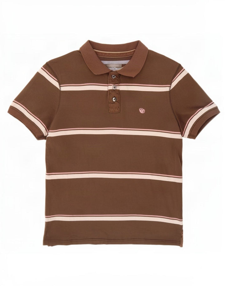 Polo Homme Fat Face Coton Rayé Marron Moyen