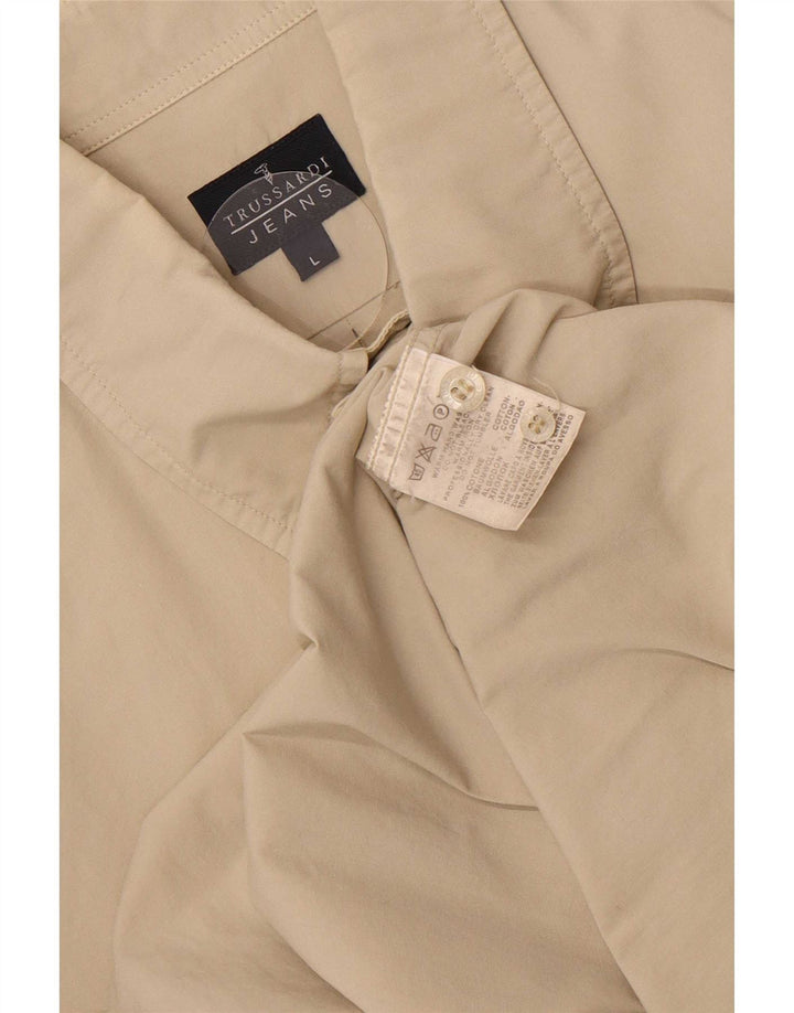 Trussardi Jeans Chemise Homme Large Beige Coton