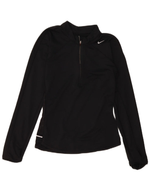 Nike Haut de survêtement Dri Fit à col zippé pour femme UK 12 Noir moyen