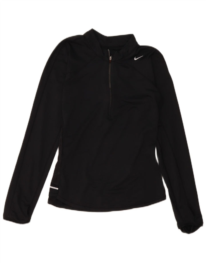 Nike Haut de survêtement Dri Fit à col zippé pour femme UK 12 Noir moyen