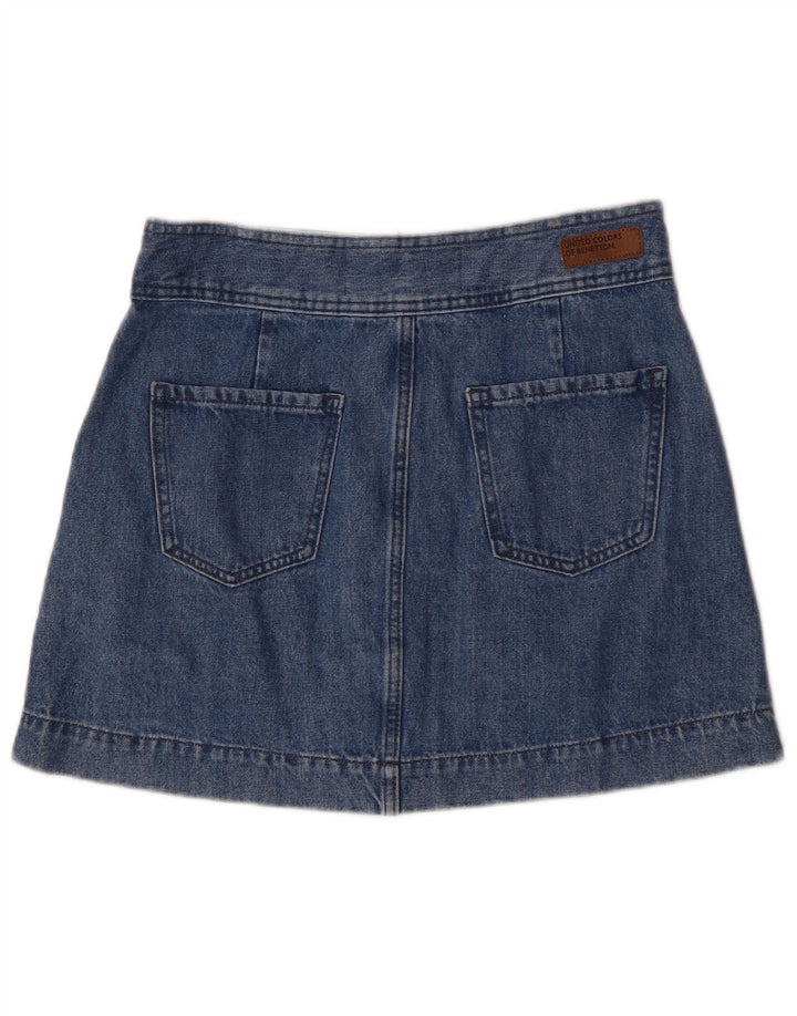 Benetton Mini jupe en jean pour femme UK 12 Medium W30 Bleu Coton