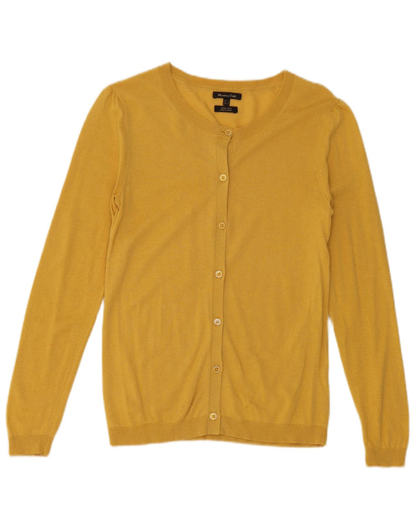Massimo Dutti Pull Cardigan Femme UK 10 Petite Laine Jaune