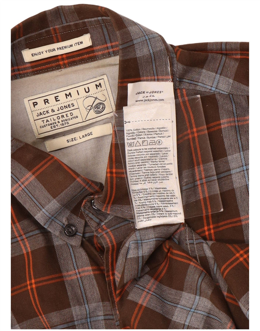 Jack & Jones Chemise sur mesure pour homme en coton à carreaux marron