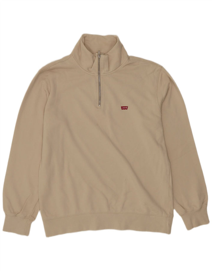 Levi's Sweat-Shirt Standard Fit Zip Neck Homme Beige Moyen Coton