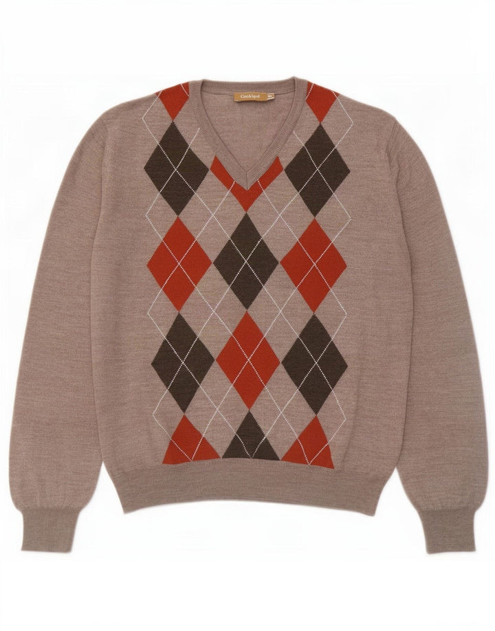 Conbipel Pull Col V Homme XL Gris Argyle/Diamond Laine