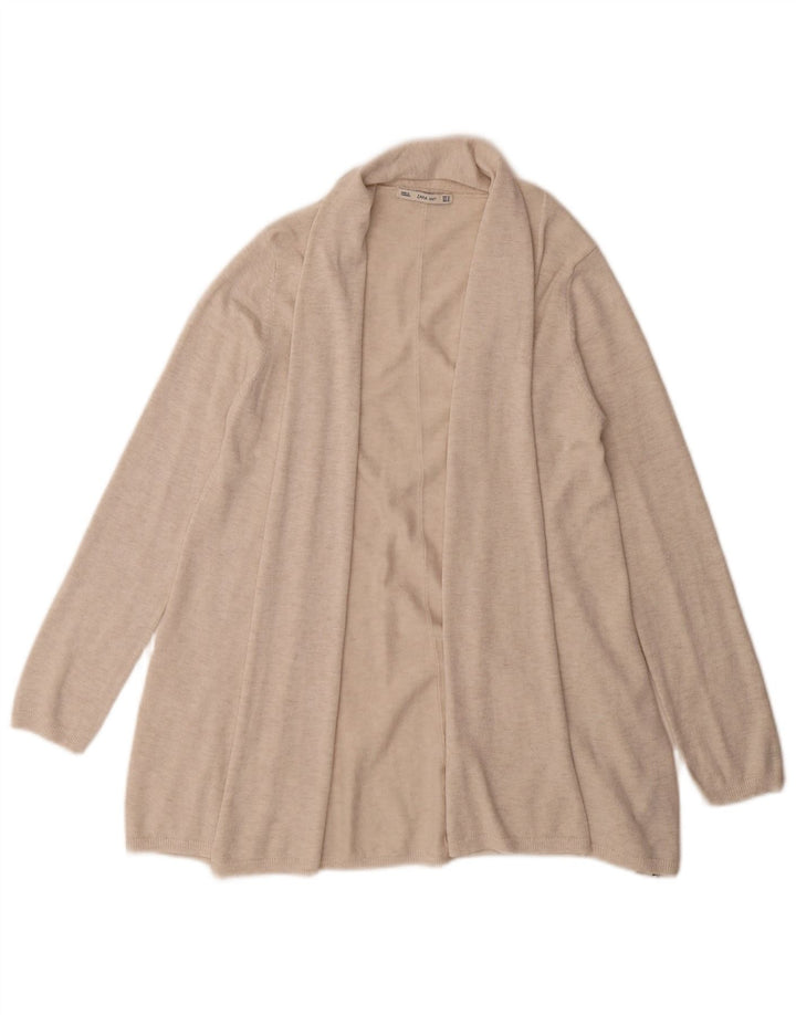 Zara Cardigan ouvert pour femme UK 14 Viscose beige moyen