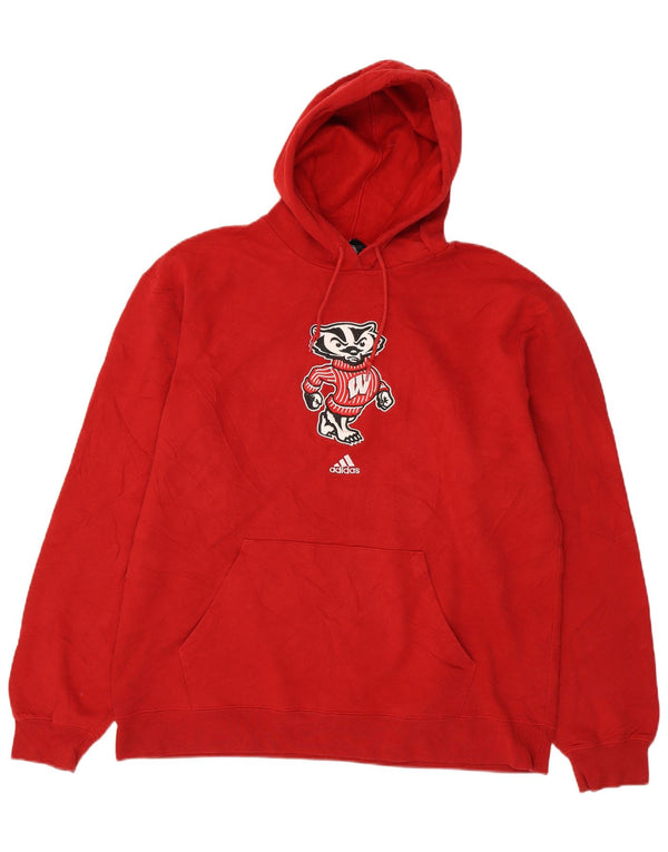 Adidas Homme Wisconsin Badgers Graphic Sweat à capuche XL Rouge Coton