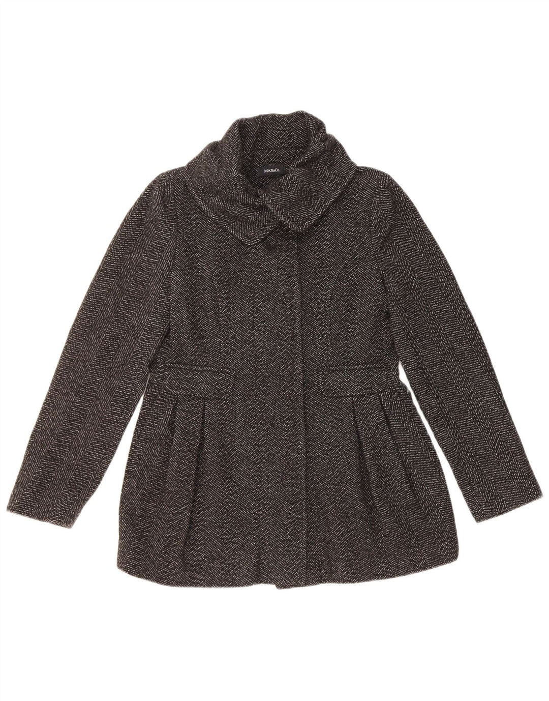 Max & Co. Caban Femme UK 8 Petite Laine à Chevrons Noir