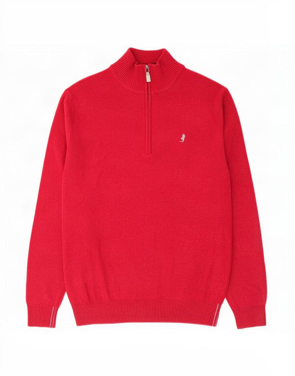 Marlboro Classics Pull à col zippé pour homme Grande laine rouge