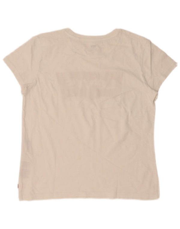 Levi's T-Shirt Graphique Femme UK 16 Large Blanc Coton