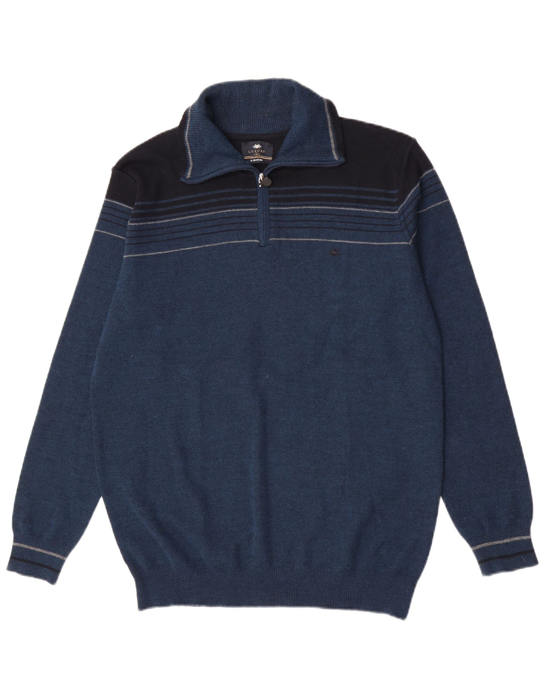 Il Granchio Pull Col Zippé Homme Bleu Marine Moyen Laine Colorblock