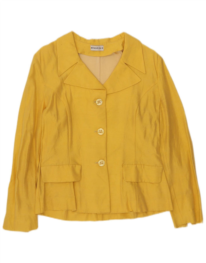 MOTIVI Veste Blazer 3 Boutons pour Femme UK 10 Petit Jaune