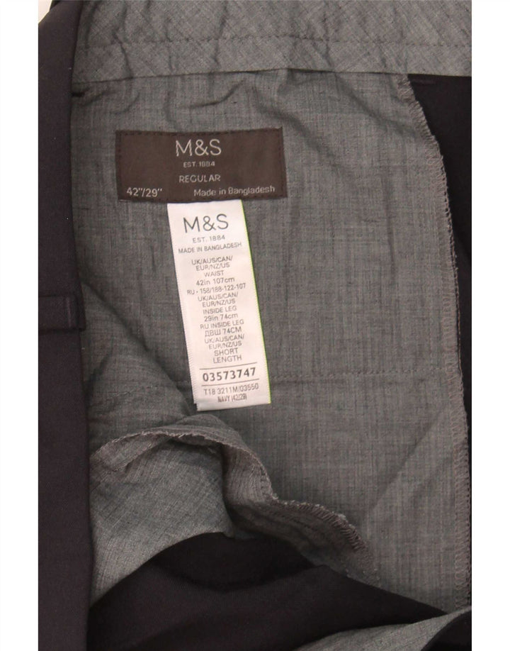 Marks & Spencer Pantalon de Costume Pegged Regular Homme W42 L29 Bleu Marine