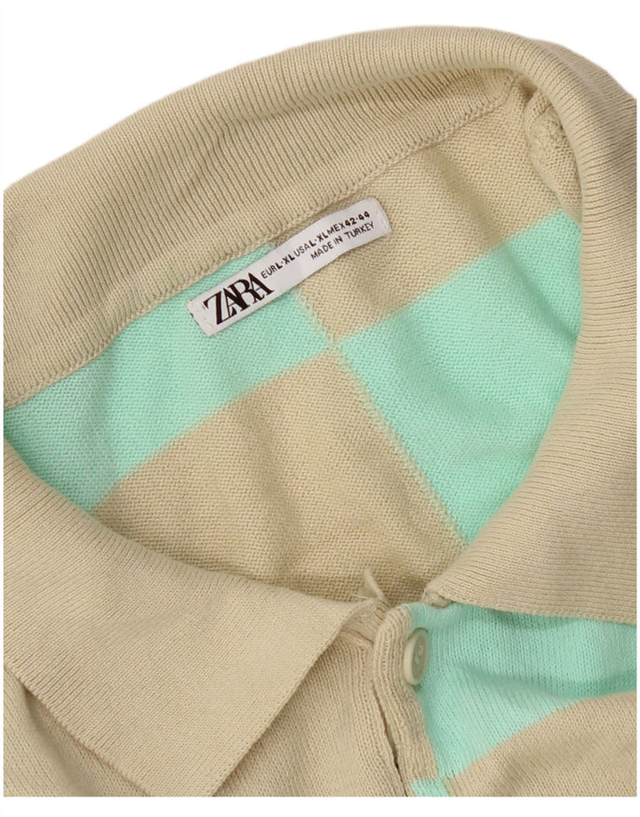 Zara Polo Homme Large Beige Géométrique