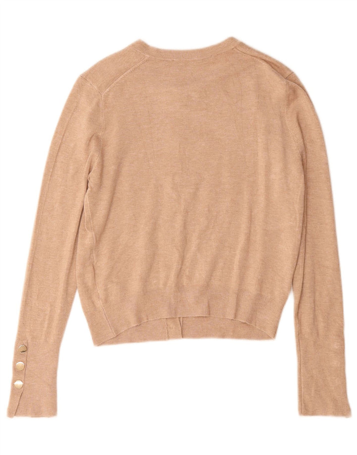 Zara Cardigan Femme Pull UK 12 Viscose Beige Moyen