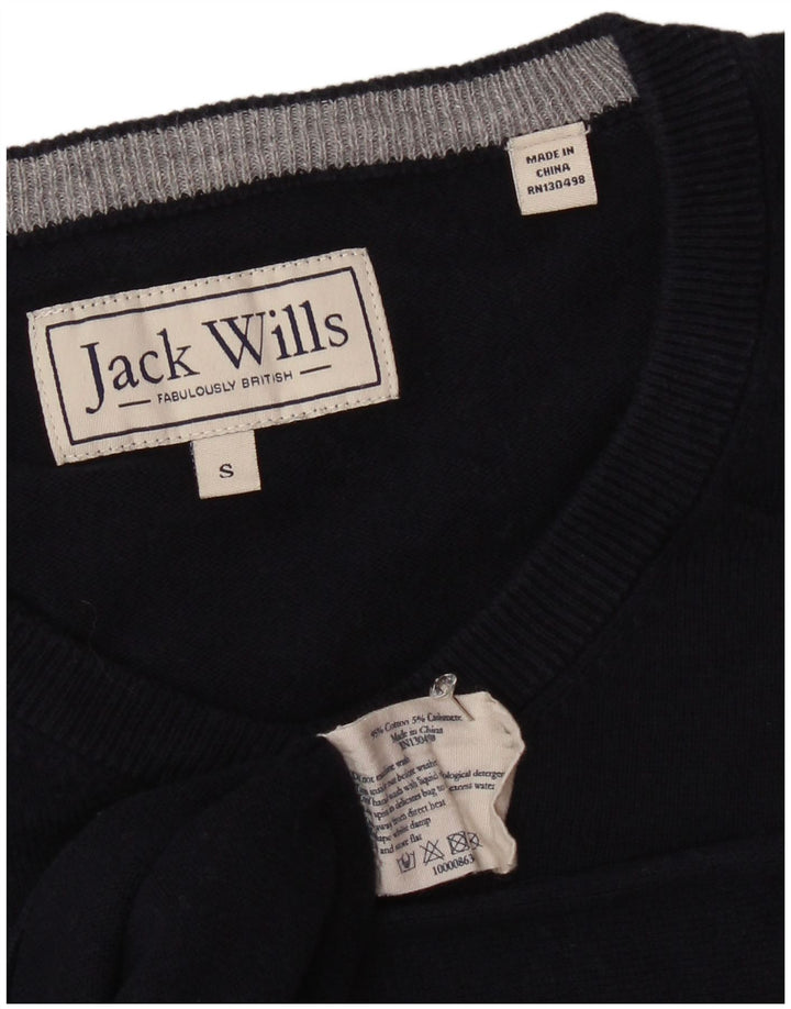 JACK WILLS Pull Col V Homme Petit Bleu Marine Coton