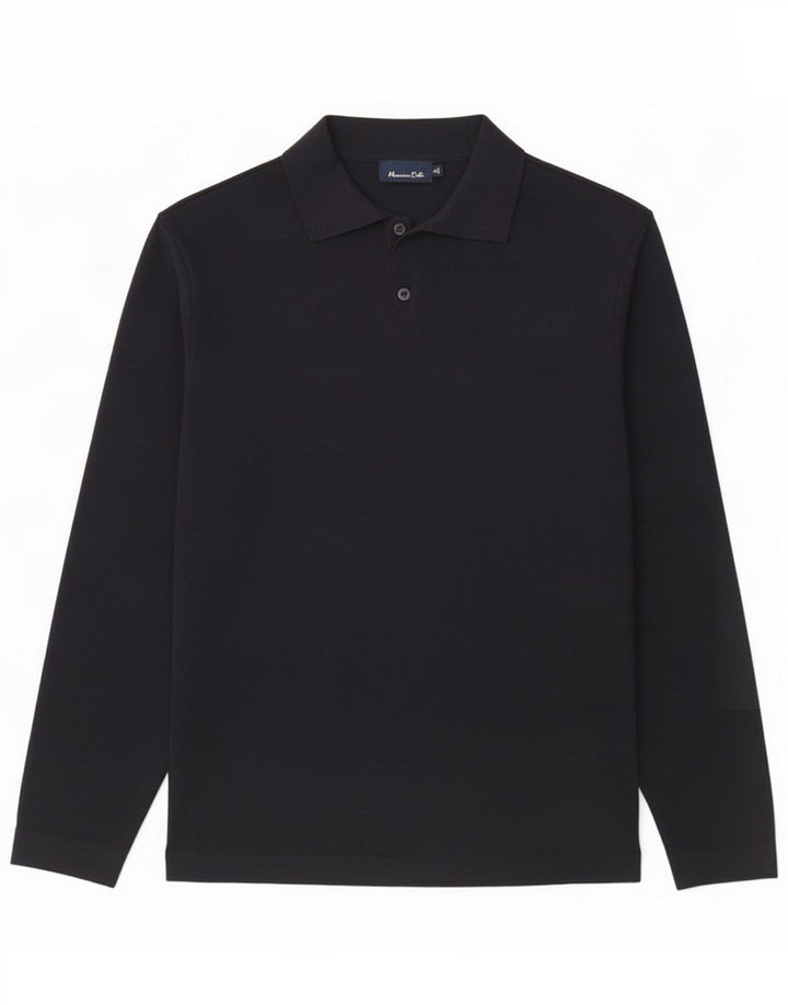 Massimo Dutti Pull col polo pour homme en laine bleu marine Large