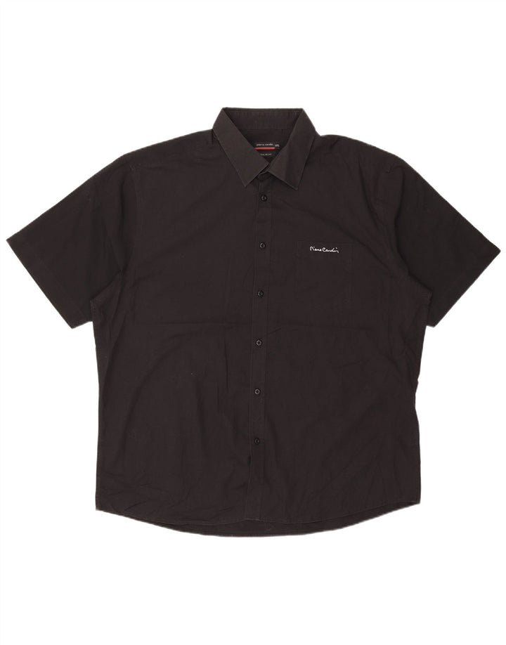 Pierre Cardin Chemise à manches courtes pour homme Coupe régulière 3XL Noir Polyester