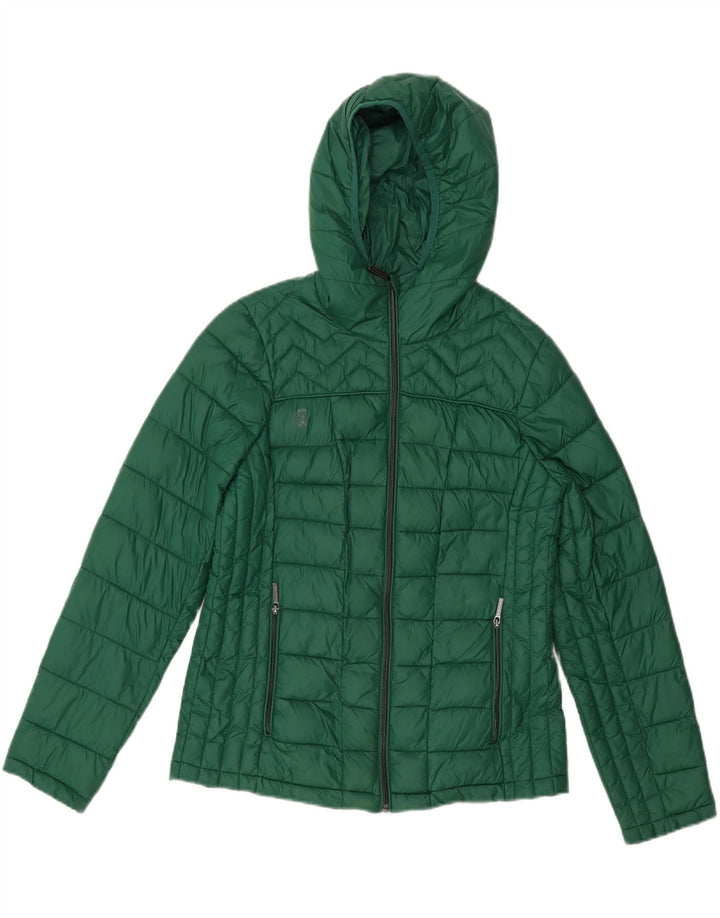 Michael Kors Veste rembourrée à capuche pour femme UK 14 Nylon vert moyen