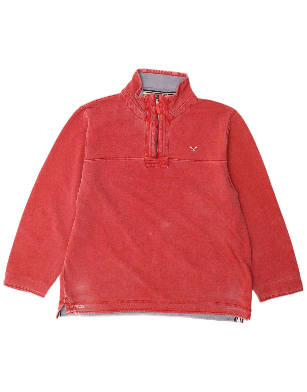 Crew Clothing Sweat-shirt à col zippé pour homme en coton rouge 2XL