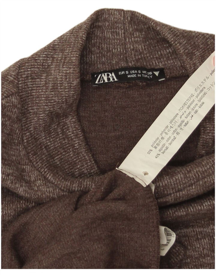 Zara Robe droite pour femme UK 10 Petit polyester moucheté marron