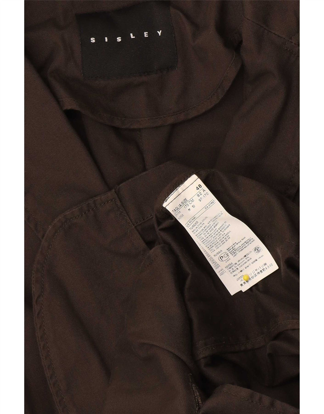 Sisley Veste Blazer 2 Boutons Homme IT 48 Marron Moyen Coton