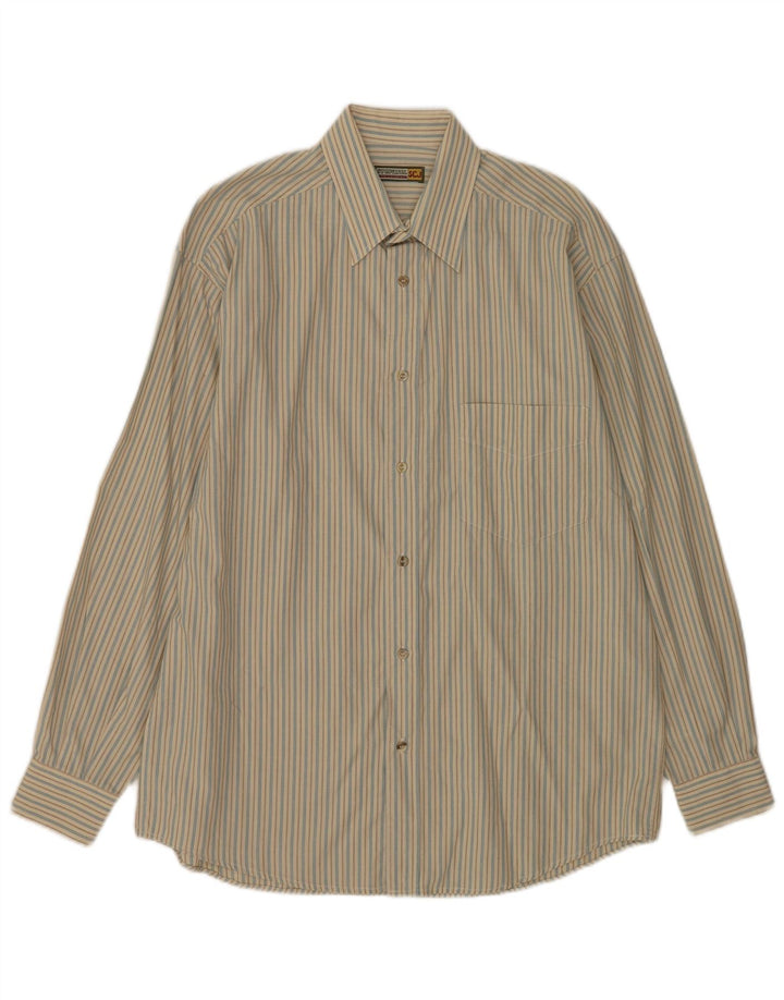 Stefanel Chemise Homme Petit Rayé Beige