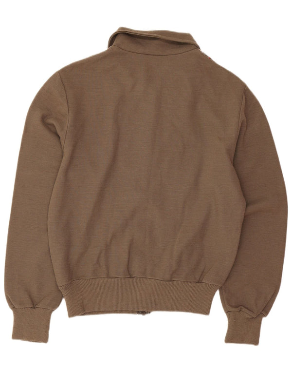 vintage Mens Cardigan Sweater IT 46 Petit Marron Colorblock Acrylique
