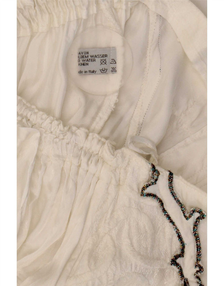jupe évasée vintage femme W27 petite viscose florale blanche