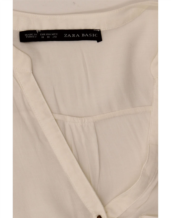 Zara Chemisier à manches 3/4 pour femme UK 12 Blanc moyen