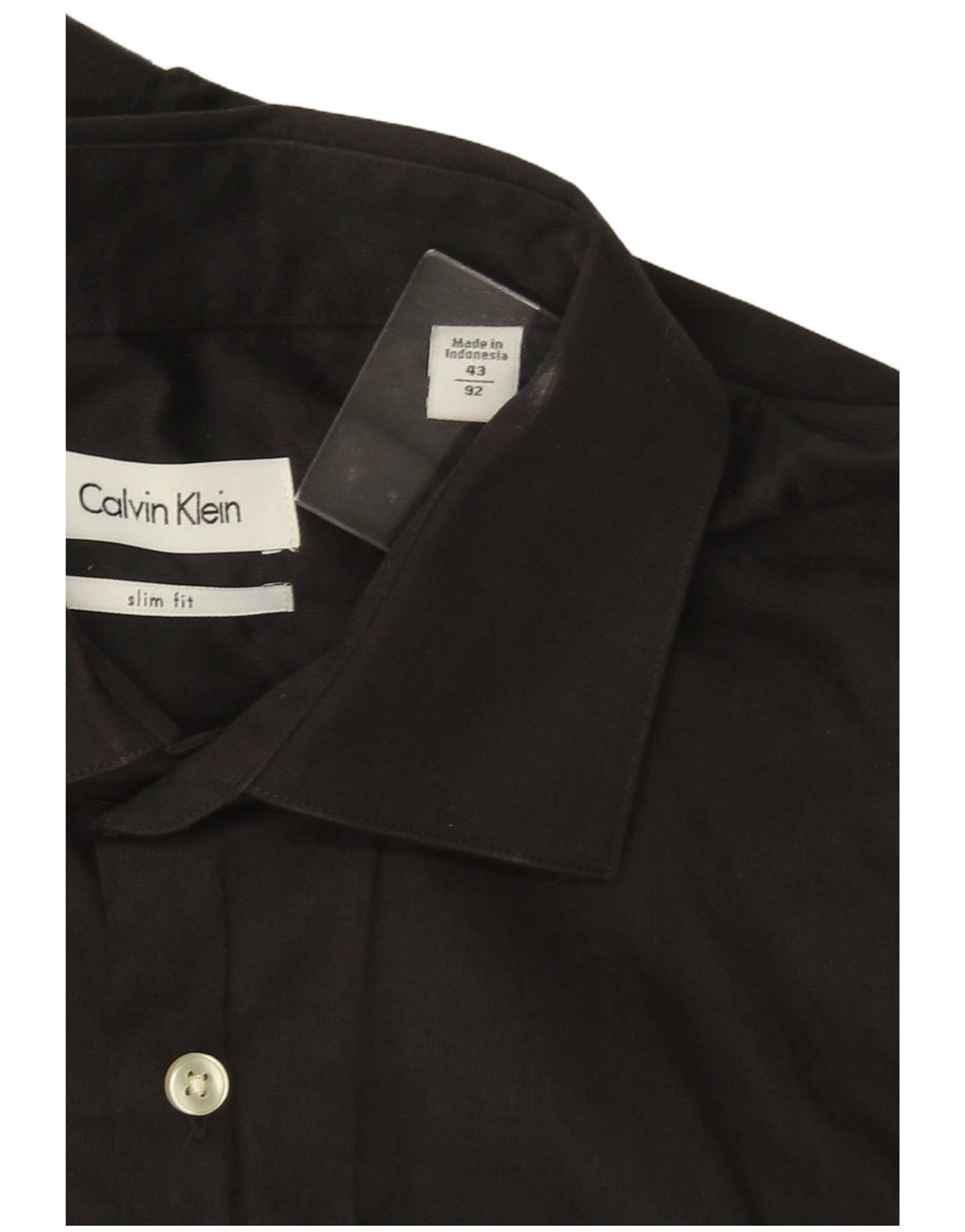 CALVIN KLEIN Chemise Slim Fit Homme Taille 43 Grand Coton Noir