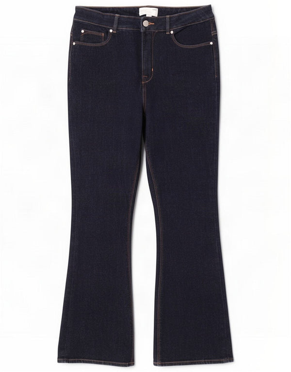 Marks & Spencer Womens Slim Flared Jeans UK 14 Large W32 L30 Navy Blue