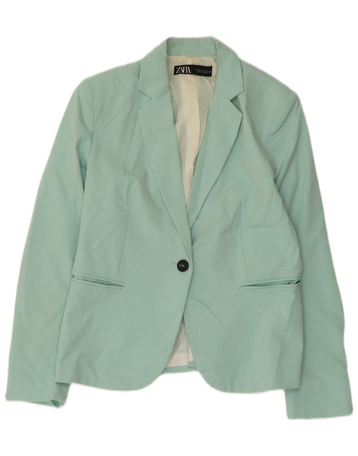 Zara Veste Blazer 1 Bouton Femme EU 40 Vert Moyen Polyester