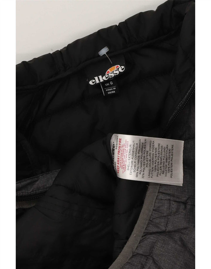 Ellesse Veste matelassée à capuche pour femme UK 6 XS Gris Polyester