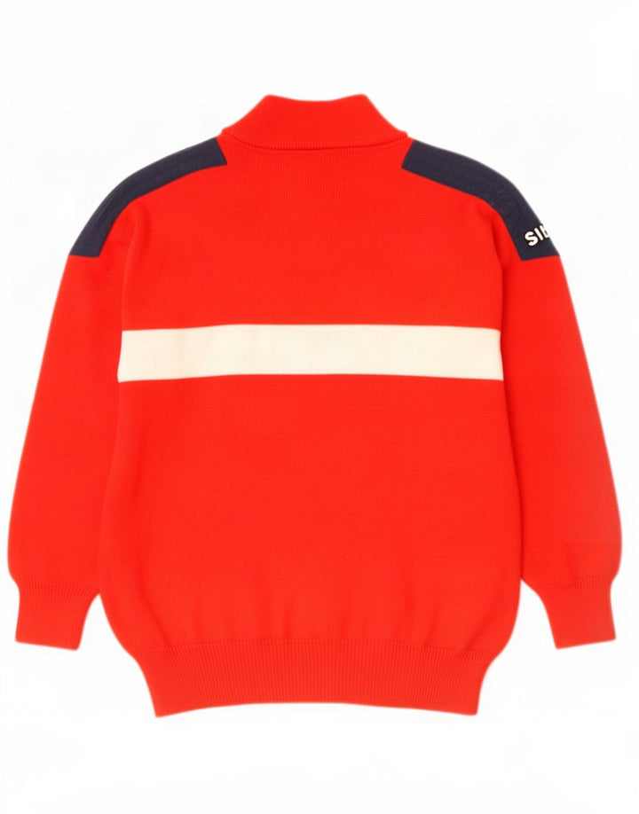 Silvy Pull col zippé pour homme IT 50 Laine color block rouge moyen