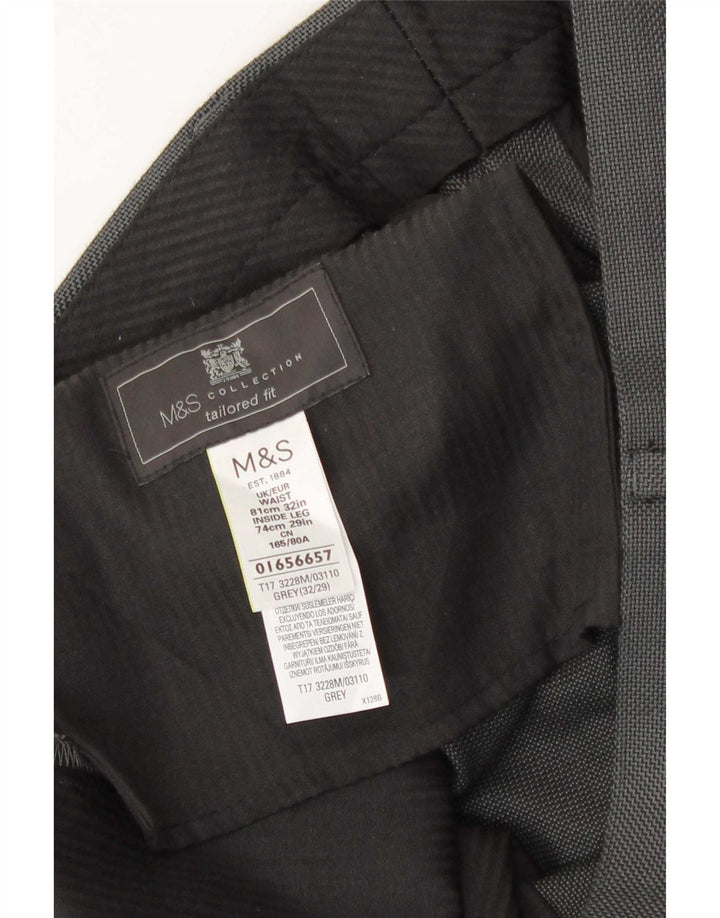 Marks & Spencer Pantalon chino coupe ajustée pour homme W32 L29 Gris Polyester