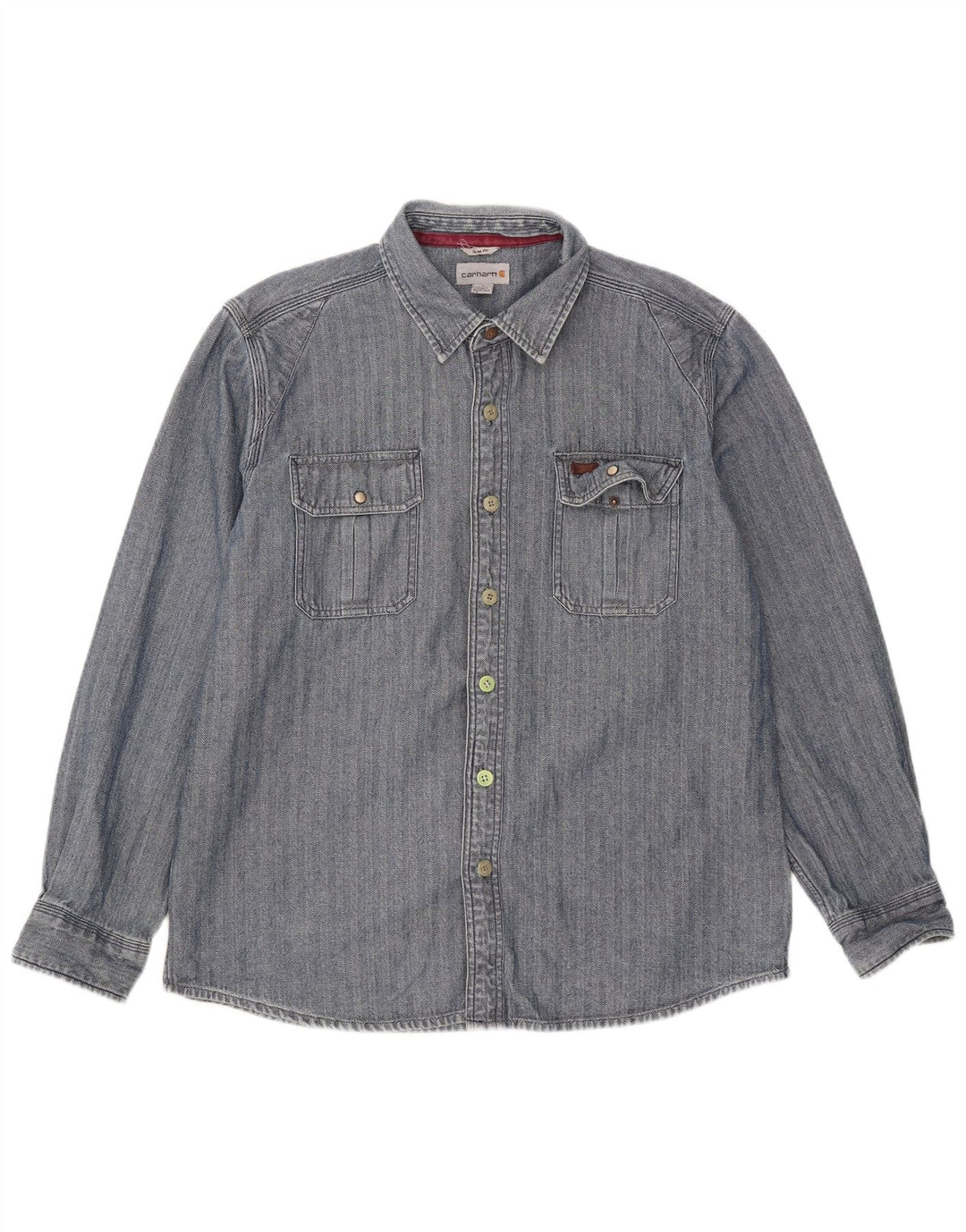 Carhartt Chemise Slim Fit pour hommes en coton à chevrons bleu grand