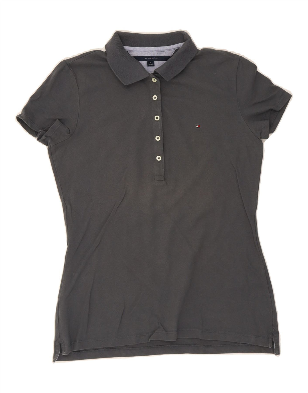 TOMMY HILFIGER Womens Polo Shirt UK 12 Medium Grey Cotton Vintage Tommy Hilfiger and Second-Hand Tommy Hilfiger from Messina Hembry 