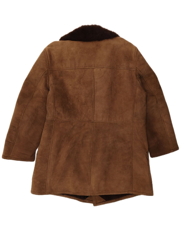 vintage Mens Shearling Double Breasted Manteau IT 54 2XL Marron Shearling