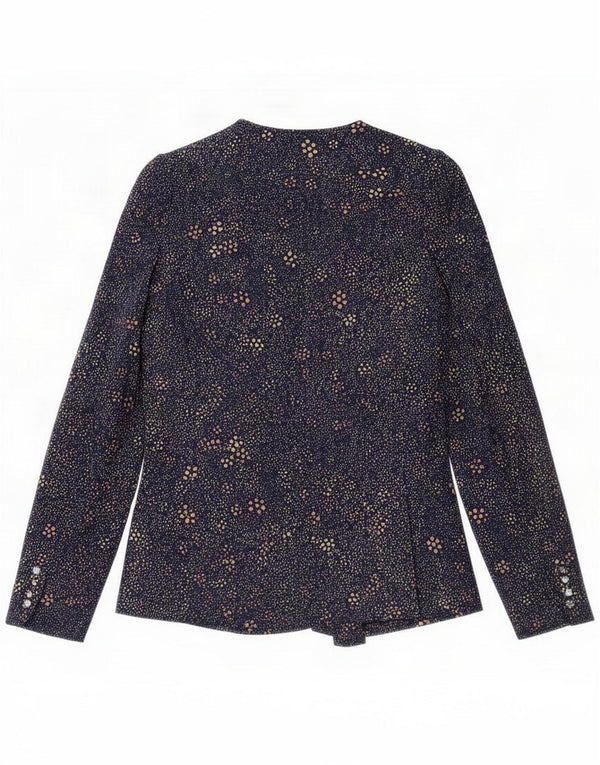 Vintage Womens Blazer Jacket UK 8 Small Blue Floral Retro