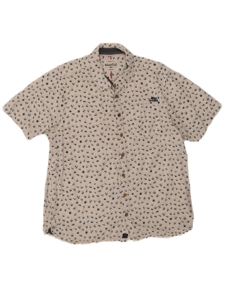 Weird Fish Chemise à manches courtes pour homme Motif abstrait 2XL Blanc Coton