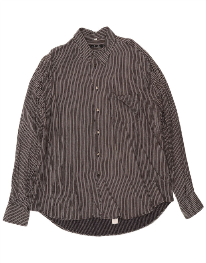Chemise Homme Taille 45/46 2XL Viscose Rayée Noire