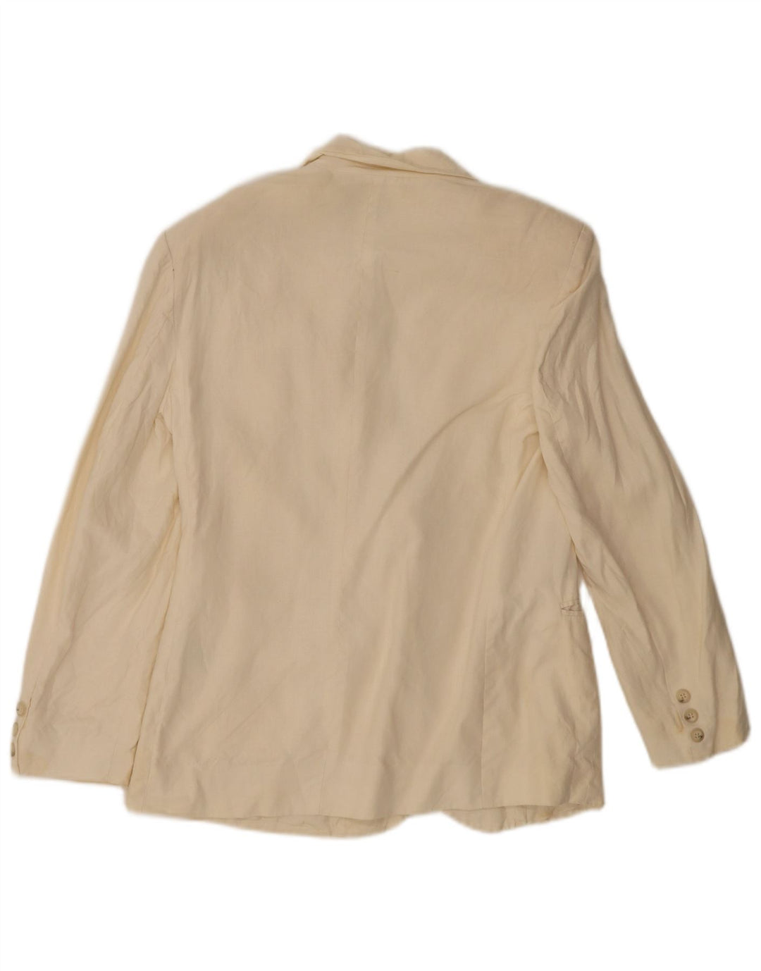 Benetton Veste Blazer 2 Boutons Femme IT 44 Lin Blanc Cassé Moyen